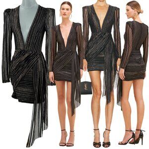 🆕 PATBO 🧿 NWOT Prism Lurex Mini Dress, Black & Metallic Thread - Sz S